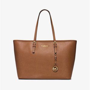 Michael Kors Jet Set Medium Saffiano Leather Top-Zip Tote Bag